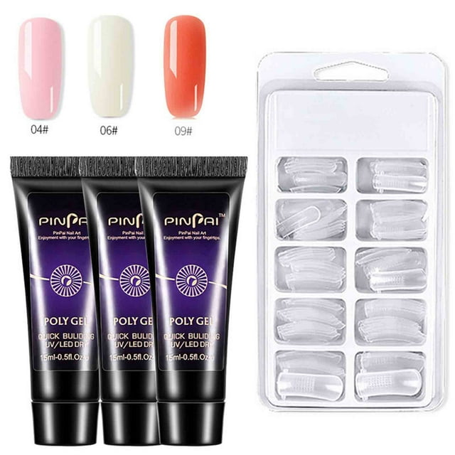 DPTALR Ensemble de Gel d'Extension Rapide 3 Couleurs Gel d'Extension d'Ongles Photothérapie Cristal