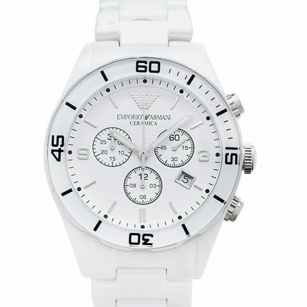 Emporio Armani White Ceramic Chronograph Ladies Watch 43mm AR1424