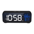 thumbnail image 1 of Reloj despertador digital LED con música, relojes de mesa, brillo ajustable, grande, 12/24 h Negro, 1 of 9