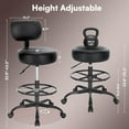 thumbnail image 3 of Drafting Chair with Back, Adjustable Foot Rest Rolling Stool, Multi-Purpose Office Desk Chair, Thick Seat Cushion for Home Bar Kitchen Shop -All Black, 3 of 18
