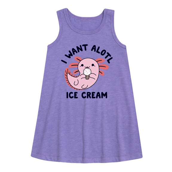 Instant Message - I Want Alotl Ice Cream - Toddler and Youth Girls A-line Dress