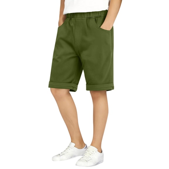 NAISIBABY Boys Pull-On Shorts Size 10, Elastic Waist Cotton Performance with Pockets Summer Casual Sports Shorts (2-12T)