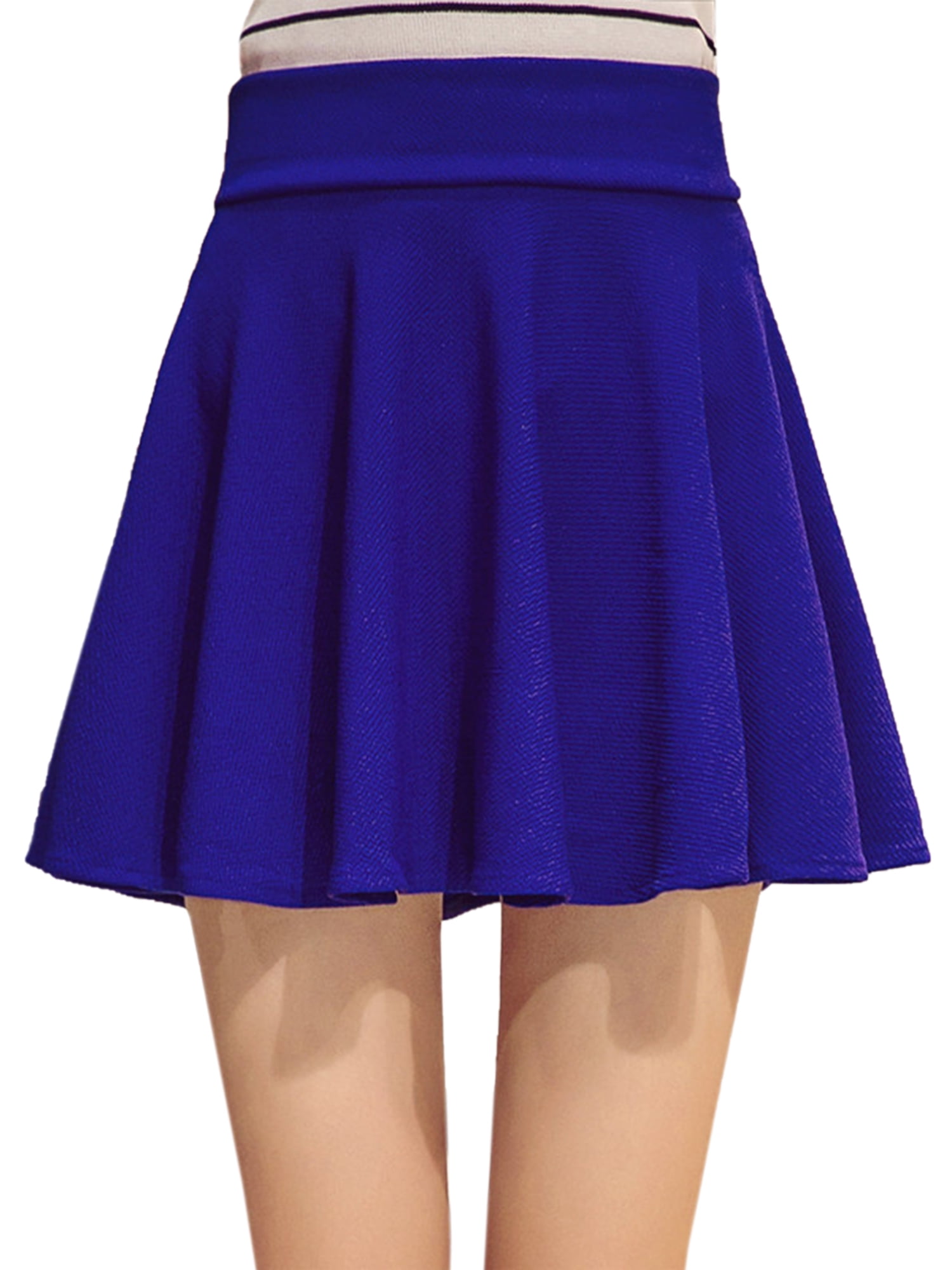 Grianlook Women Short Skirt Solid Color Mini Skirts High Waist Skort Ladies  Loose Skorts Pleated Ruffle Royal Blue 3XL