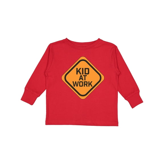 Inktastic Kid at Work Construction Sign Boys or Girls Long Sleeve Toddler T-Shirt