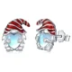 thumbnail image 2 of Huitan Father Christmas Design Stud Earrings Creative Red Hat Heart Imitation Moonstone Festive Earrings Santa Claus Jewelry New, 2 of 5