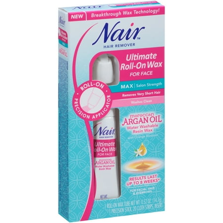 Nair Argan Oil Ultimate Roll-On Hair Remover Wax Face 0.52 oz