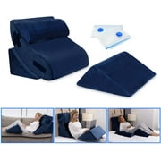 AllSettHealth 4 pcs Bed Wedge Pillow - Adjustable Pillow Set W/ Memory Foam