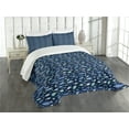 thumbnail image 3 of Ambesonne Fishes Quilted Bedspread Set 3 Pcs, Aquarium Silhouettes, King Size, Navy Blue Seafoam, 3 of 5