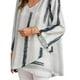 thumbnail image 1 of Camiseta Jumpingount mujer blusa suelta manga larga top rayas cuello en V Blanco 4XL, 1 of 6