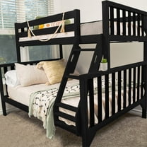 Max & Lily Bunk Bed Twin over Full Size, Solid Wood Scandinavian Style Bunk Beds for Kids
