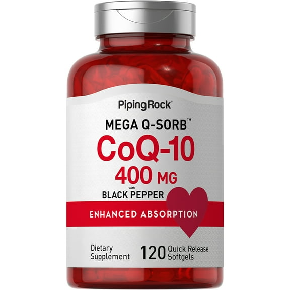 CoQ10 400 mg | 120 Softgels | with Black Pepper | by Piping Rock