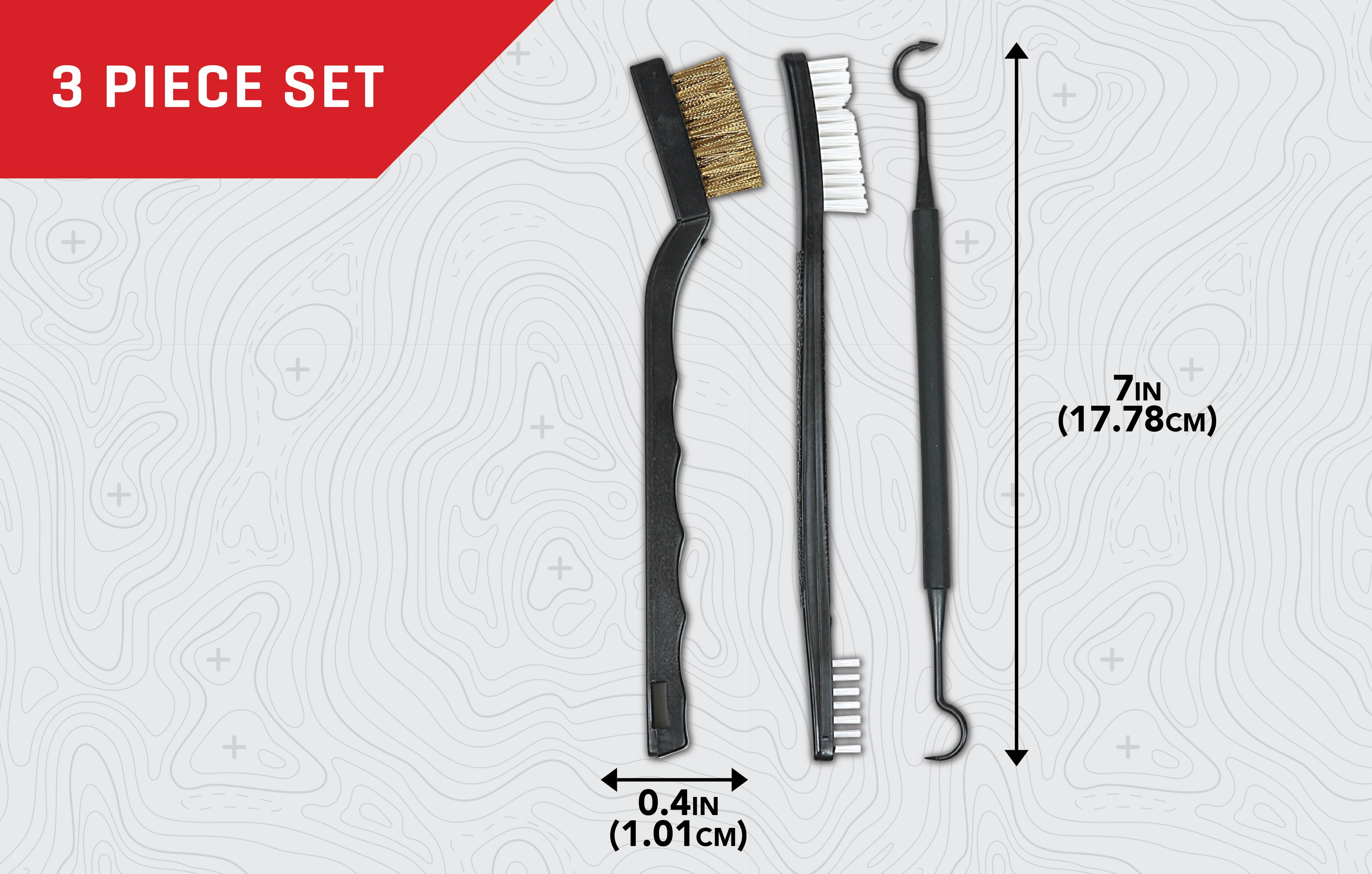 Allen Company 3-Piece Brush & Pick Firearm Cleaning Set, 0.22 Cal and More, Polypropelene