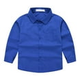thumbnail image 2 of WhouRiu Toddler Boys Shirts Solid Long Sleeve Lapel Button-Up Tops Kids Spring Fall Gentleman Shirts Blue,Sizes 4-5, 2 of 4