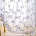 thumbnail image 6 of Curtainking Kitchen Curtains 24 inch Leaf Embroidered Tiers Kitchen Windows Farmhouse Small Curtains Sheer Tiers Voile Cafe Curtains Rod Pocket 2 Panels Grey on White, 6 of 6