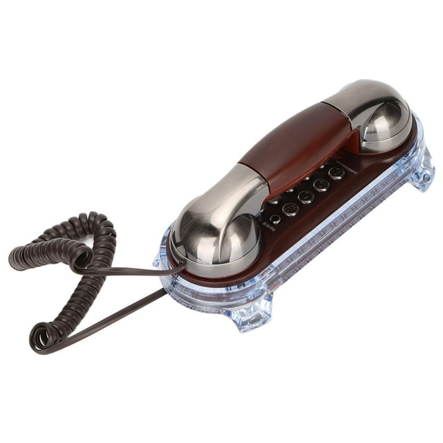 Wired Landline, Retro Double Placement Retro Wall Phone Humanized Design Wearable for Office for Hotel for Home Ancient Nickel Color,Purple Bronze