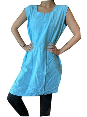 Mogul Women Blue Tunic Dress, Boho Embroidered Cotton dress, Sleeveless Comfy Beach Dresses L