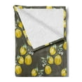 thumbnail image 2 of Floral Soft Flannel Fleece Throw Blanket, Lemon Branches with Petals Growth Essence Nature Themed Print, Cozy Plush for Indoor and Outdoor Use, 70" x 90", Olive Green Yellow, by Ambesonne, 2 of 5