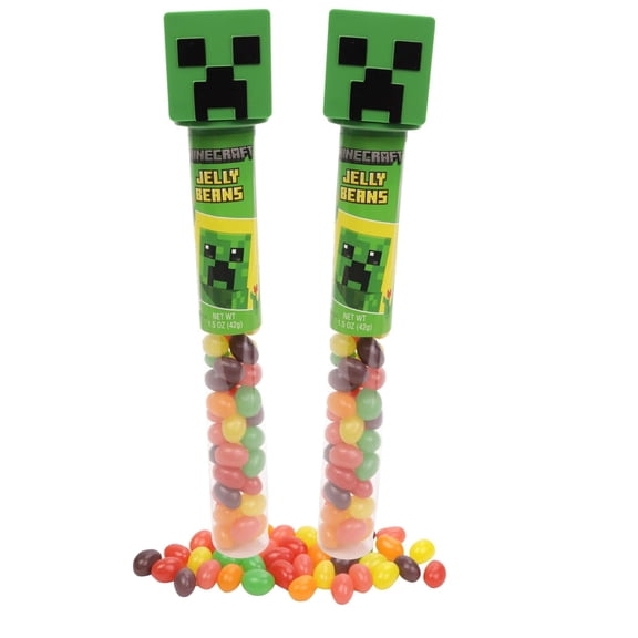 Frankford Minecraft Creeper Candy Tubes, Jelly Beans Inside, Easter Basket Stuffers, Pack of 2, 1.5 Ounces Each