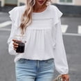 thumbnail image 5 of qILAKOG Womens Shirts Long Sleeve Blouses Dress Tops Women's The Four Seasons Casual Round Neck Tops Pullover Blouses Ladies Comfy Boho Cute Tops Women's 2024 Summer T-Shirts, White&M, 5 of 8