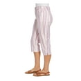 thumbnail image 3 of GLORIA VANDERBILT Womens Pink Zippered Pocketed Button Closure Vented Hem Striped Cropped Pants 6, 3 of 4
