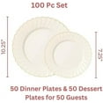 thumbnail image 6 of HIGH END 100 PC Scalloped Ivory and Gold Plates for Thanksgiving Dinner | Fall Plates and Friendsgiving Plates | Thanksgiving Plastic Plates | 50 Dinner Plates and 50 Dessert Plates (Gold), 6 of 6