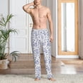 thumbnail image 5 of Uemuo Floral Butterfly Pattern Men's Wide Leg Palazzo Lounge Pants with Pockets Light Weight Loose Comfy Casual Pajama Pants-X-Large, 5 of 9