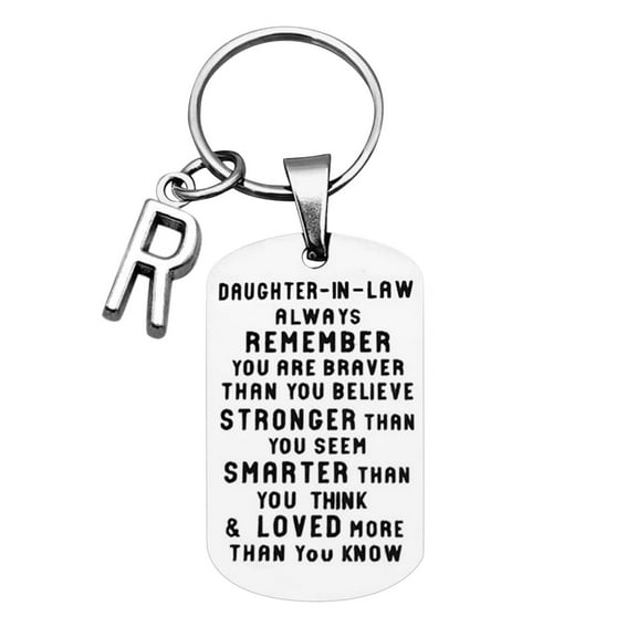 DQRPSEETB Key Ring To My Daughter-in-law Never forget I Love You Christmas Ornaments 26 Letters Keychain for Women