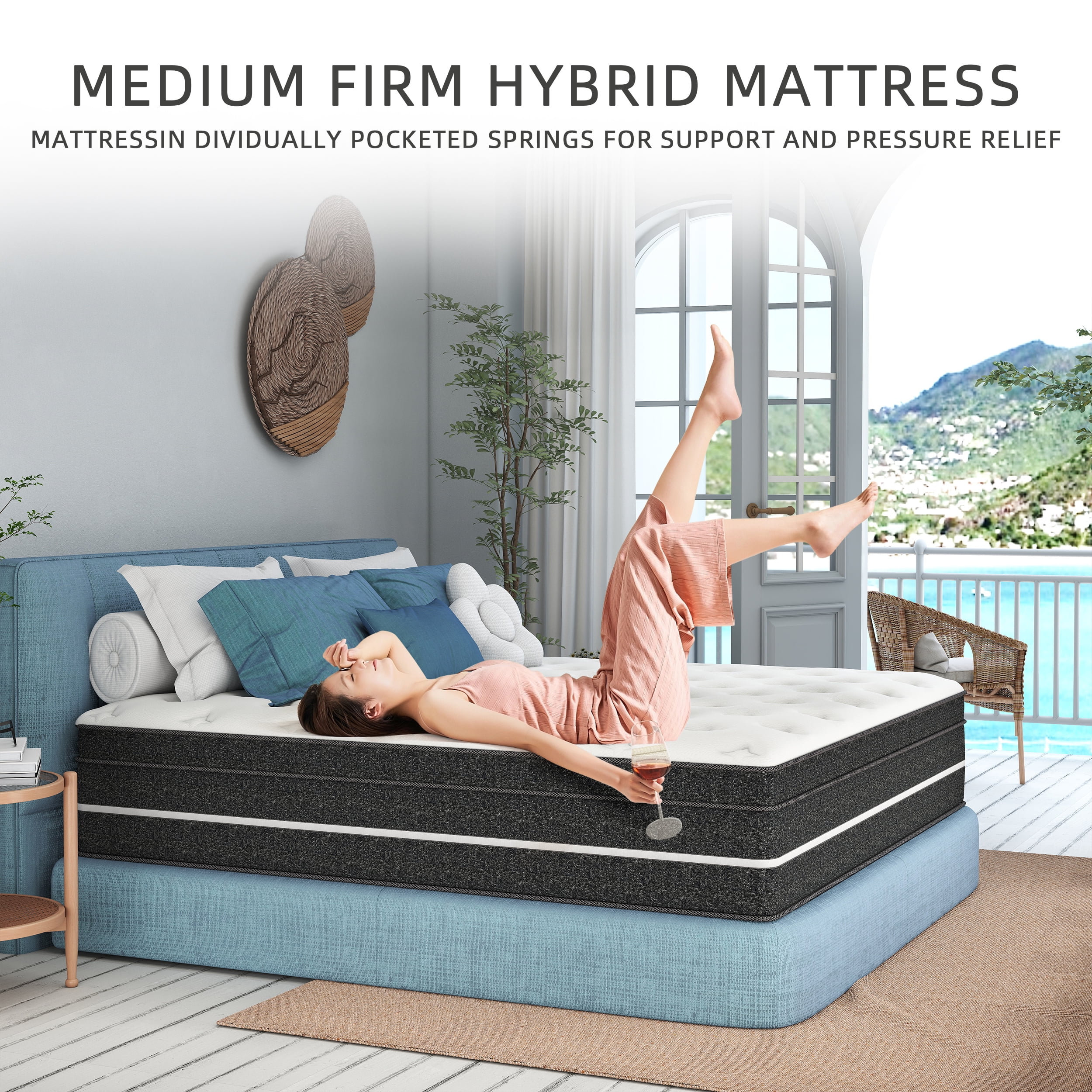 Kviwasha 14 inch Twin Mattress,Hybrid Mattresses Medium in a Box