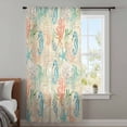 thumbnail image 3 of Teal Red Coastal Sheer Curtains 108" Extra Long, Nautical Seahorse Beach Coral Starfish Beige Light Filering Curtains, Privacy Drapes Simi Floor to Veiling Curtain for Living Room Window Treatment, 3 of 9