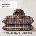 thumbnail image 3 of Jessy Home King 4-Piece Plaid Bed Sheet Set, Soft Microfiber, 14-Inch Deep Pocket, Flat & Fitted Sheet with 2 Pillowcases, Grey Yellow, 3 of 10