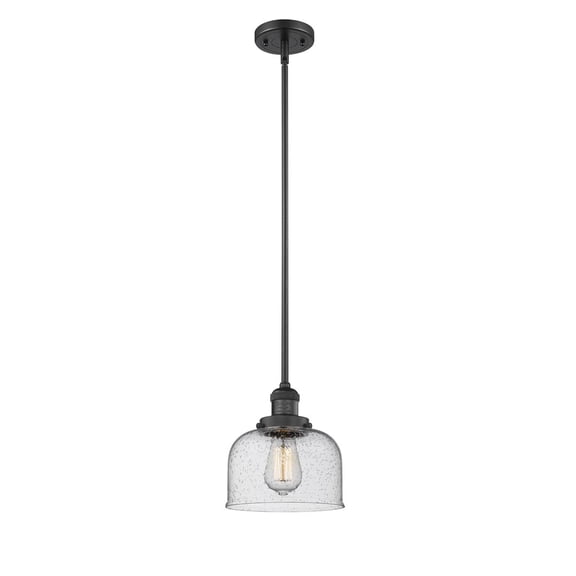 Innovations 1-LT Vintage LED Large Bell 8" Mini Pendant - Matte Black - 206-BK-G74-LED