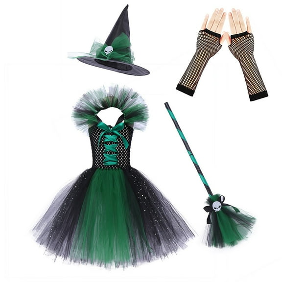 Vividxx Girls Dress Halloween Witch For Kids Toddler Witch Dress Party Dress For Halloween Carnival And Long Skirt For Dress Up 6-7 Years