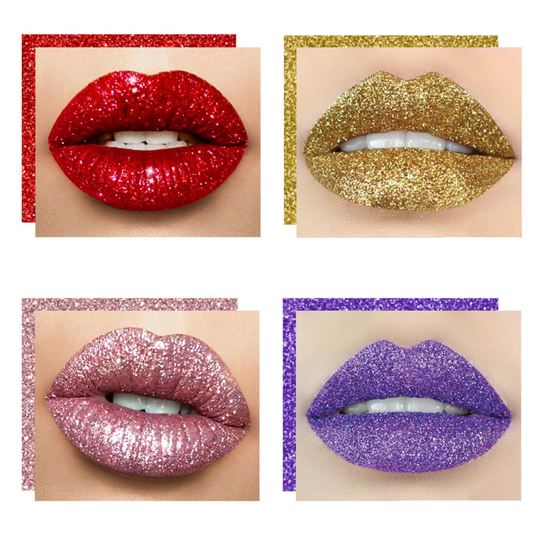 Cosmetics Lip Glitter Kit Long Lasting Waterproof Shiny Glitter