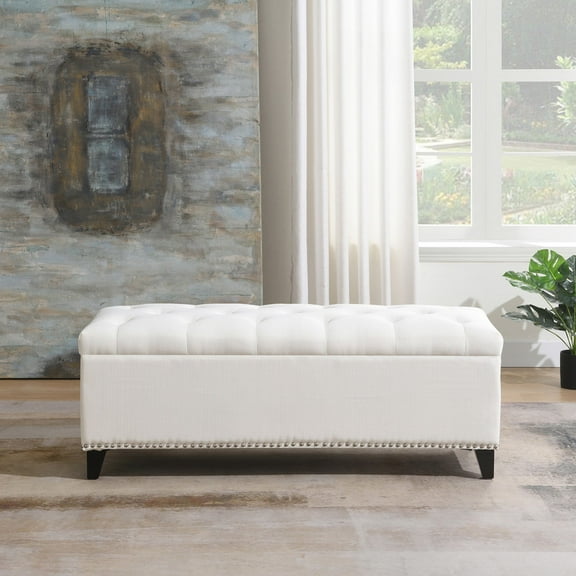 47.5" Teddy Fabric Storage Ottoman with Safety Close Hinge and 500lb Weight Capacity