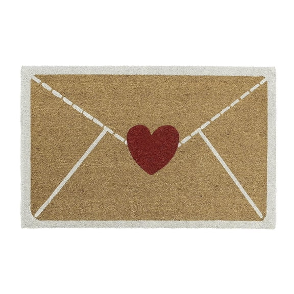 Valentine's Day Envelope Heart Artificial Coir Door Mat Valentines Red Love Heart Welcome Floor Mats Non-Slip Entrance Door Rugs for Indoor Outdoor Home Valentines Decor 18" X 30"