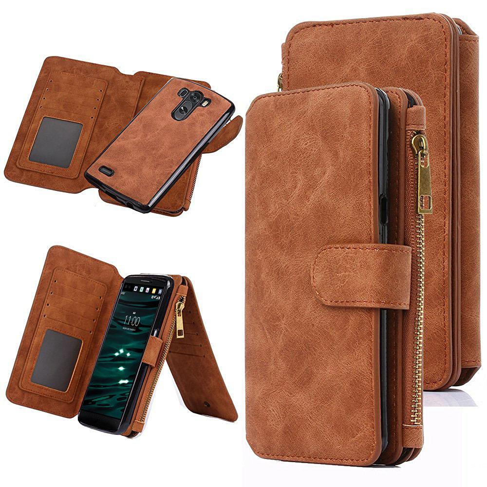 LG V10 Case, V10 Wallet Case, 12 Card Holder, Zipper Cash Change Slot