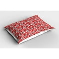 thumbnail image 2 of Ambesonne Feminine Pillow Sham, Doodle Flower Romance Art, 26" X 20", Scarlet White Black, 2 of 2