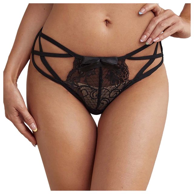 Ropa interior Sexy de encaje sólido para mujer, lencería con lazo calado, bragas, ropa interior para mujer Fridja nalpqowj46145