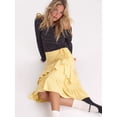 thumbnail image 6 of Women'S Boho Wrap Front Self Tie Knot Ruffle Hem Split Midi Skirt Yellow M, 6 of 8