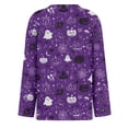 thumbnail image 5 of Yuaguia Women Halloween Elements Print Long Sleeve T-Shirt, Spooky Side Split Crewneck Casual Autumn Fall Top for Daily Wear, Work, and Holiday Parties, Dark Purple 2XL, 5 of 5