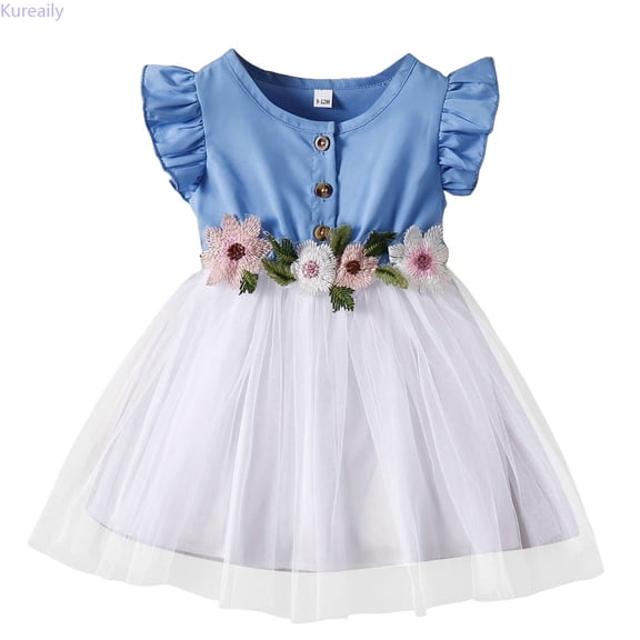 Kureaily Little Flower Girl Tule Tutu Dress Easter Coton Ribbed Birthday Wedding Party Princess Dresses 9-12 Months
