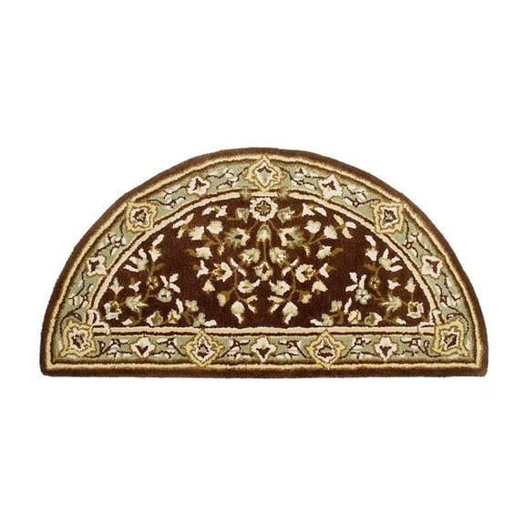 Minuteman International Half Round Oriental Fireplace Hearth Rug, Coffee