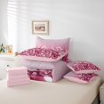 thumbnail image 6 of jejeloiu Pink White Leaves 7pcs Bedding Comforter Set,Natural Botanical Queen Bedding Sets,Modern Art Queen Sheet Sets For Gitls Teens,Ultra Soft Home Decor Reversible, 6 of 8