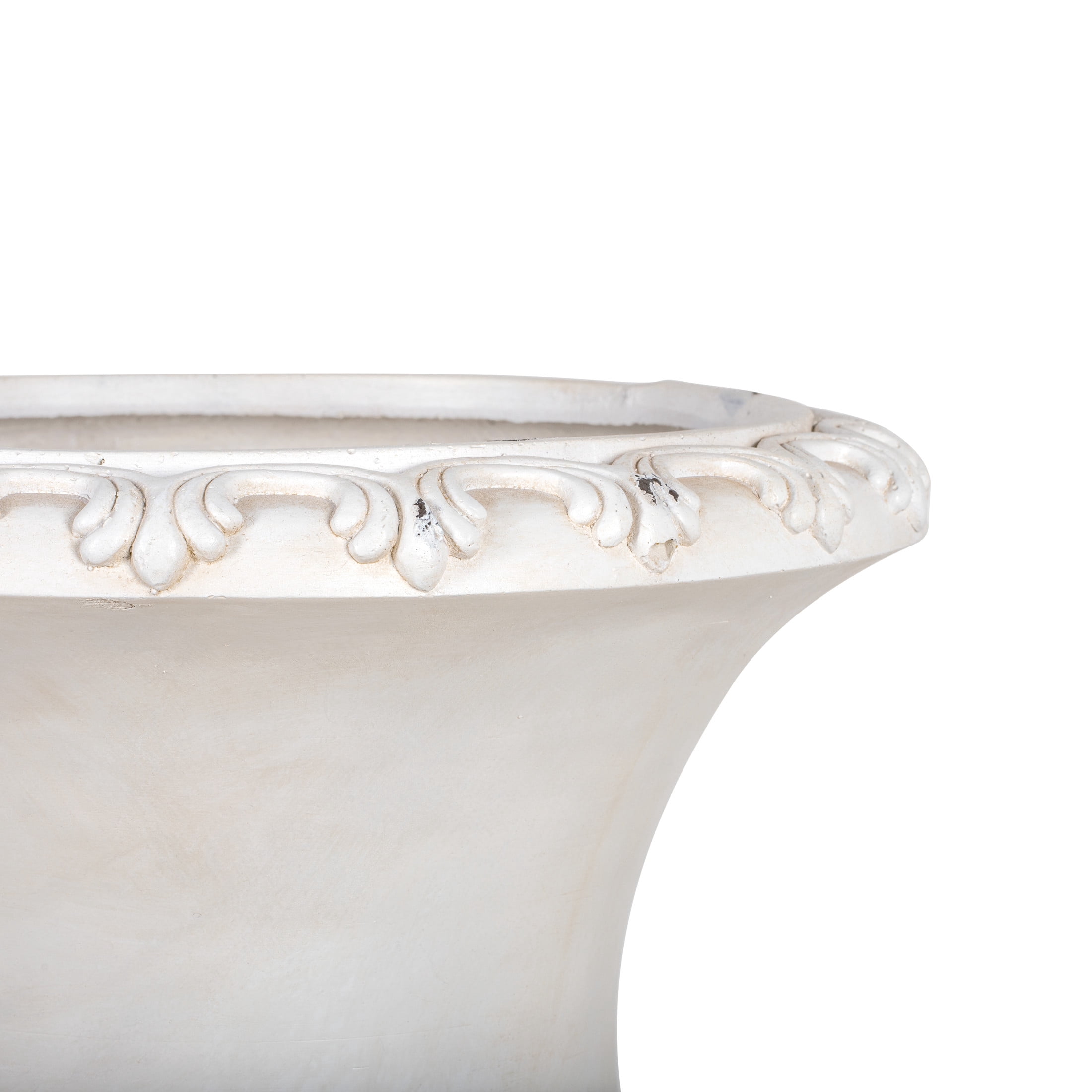 Christopher Knight Home 24.8" Vintage Pedestal Urn Planter, Outdoor Fleur-de-Lis Flower Pot, Antique White