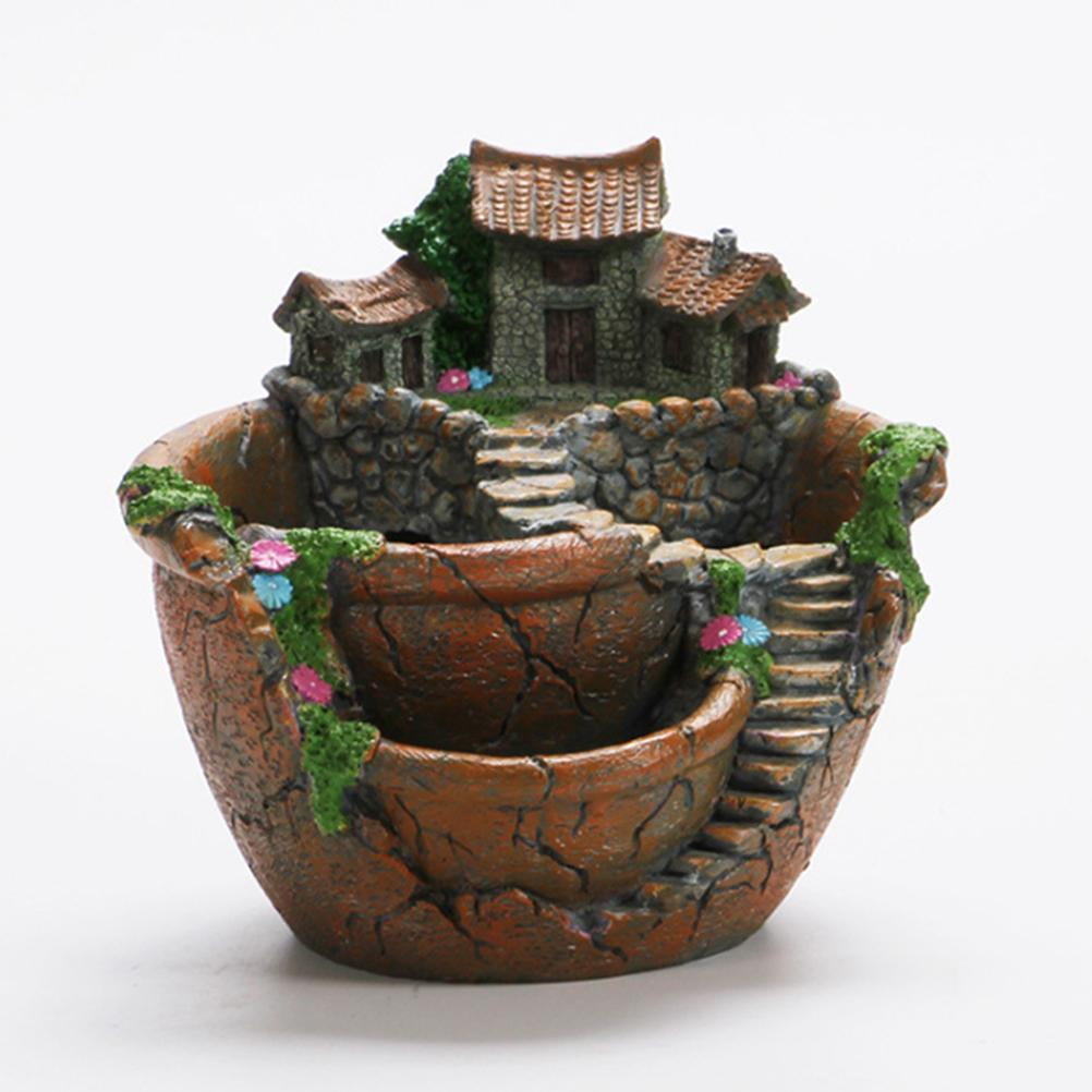 Rewera Plants Pot Succulent Plants Pot with Sweet House Flower Basket Planter Pot Garden Decoration
