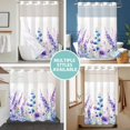 thumbnail image 5 of No Hook Shower Curtain with Snap in Liner, Spring Flowers Lavender Waterproof Bath Curtain Double Layers with See Through Top Window, Watercolor Idyllic Floral Art Hotel Shower Curtains 36x72in, 5 of 9