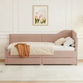 thumbnail image 2 of Euroco Upholstered Twin Size Daybed, Sofa Bed with 2 Drawers for Living Room, Pink, 2 of 9