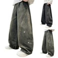CPNG Boys Girls Wide Leg Jeans, Retro Elastic Waist Denim Pants with ...
