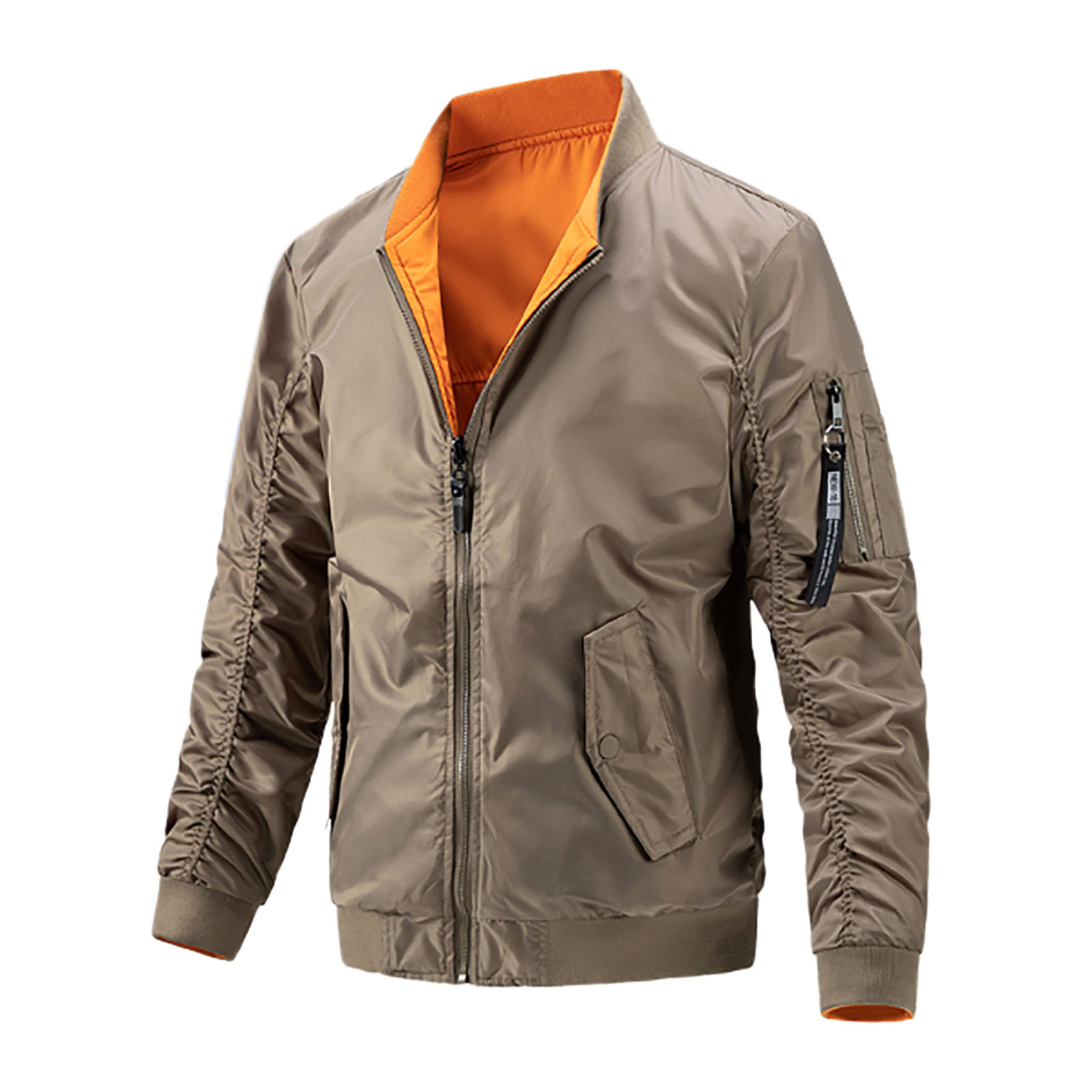 Men's Fashion Flight Suit Plus Cotton Jacket Reversible Stand Collar Jacket In Winter Warm Coat - image 2 of 5
