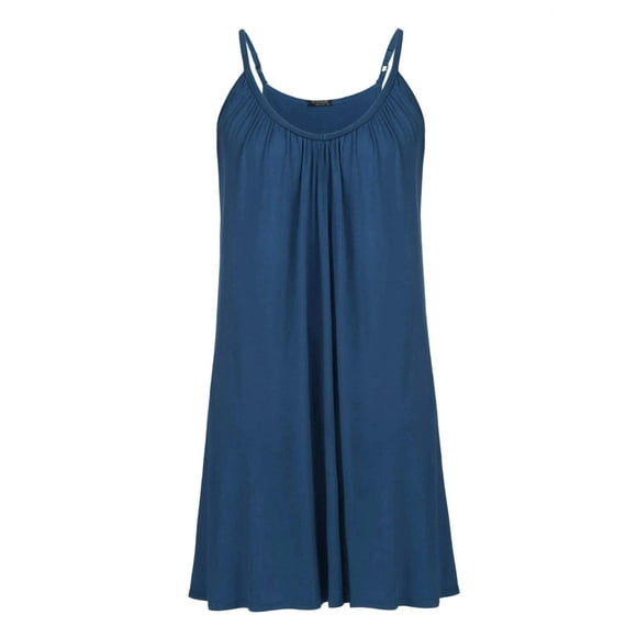 Womens Plus Size Nightgown Sleeveless Sleepwear Modal cotton Sleepshirts Slip Night Dress (L-5XL) Navy